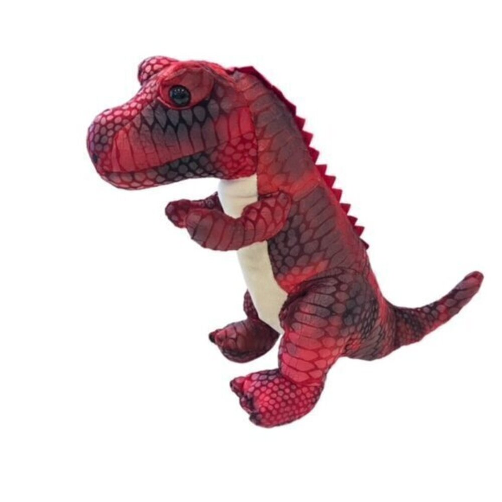 🛍️2 for $25 Sale🛍️ Red Black Dinosaur Stuffed Animal 13" Faux Leather Scales‎
